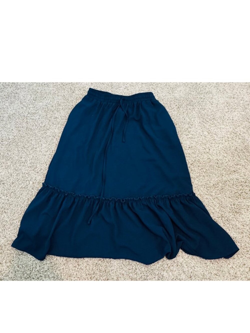 Navy Ruffle Hem Midi Skirt Size M